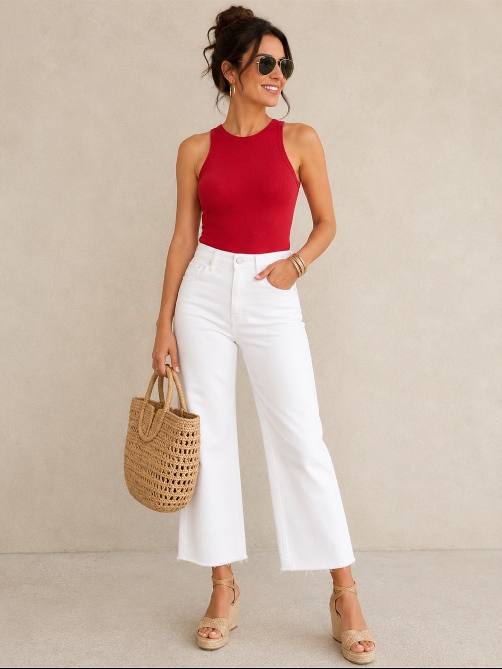 NWT Heatherly Ribbed High Crew Neck Bodysuit with Strappy Open Back Red Size XL - Picture 14 of 16